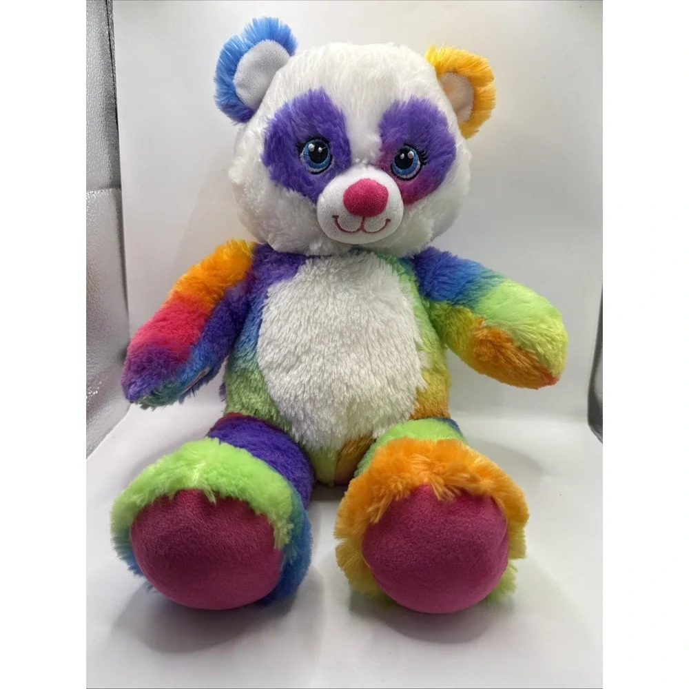 Build A Bear BAB Rainbow Pop of Color Panda Plush Stuffed Animal 16 Inches Long